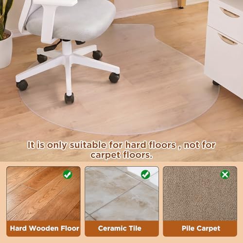Office Workstation Chair Mat for Hard Floor Protection, 66" x 60"