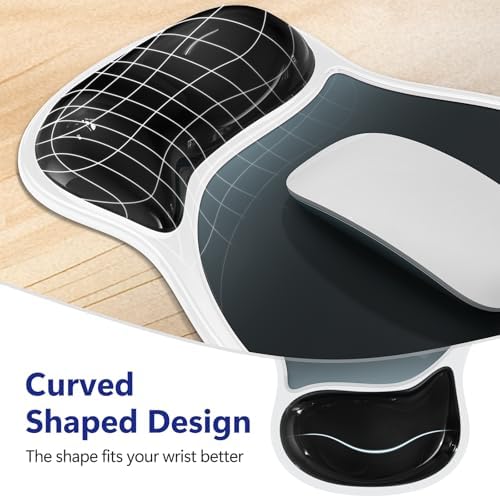 AKIT Ergonomic Gel Mouse Pad & Keyboard Wrist Rest Set, Non-Slip, Black