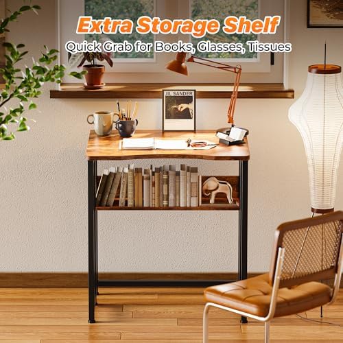 Huuger Folding Desk with Storage Shelf, 23.6 Inch Foldable Computer Table