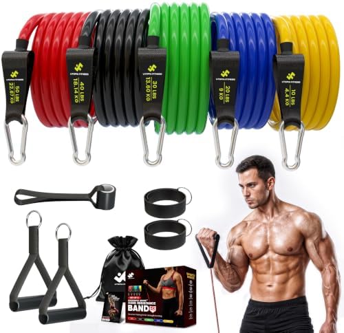 Resistance Bands with Handles 10–150 lbs, Home Gym Exercise Bands Set