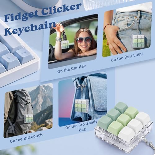 Keyboard Fidget Toy, Creamy Fidget Clicker Keyboard Fidget Keychain, Button Fidget Gifts for Adults, Boost Focus & Ease Anxiety Anywhere — Perfect Stress-Relief Gift (3×3 Grid Layout O)