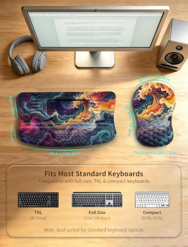 Ergonomic Keyboard Stand, Wrist Rest & Mouse Pad, Memory Foam Wrist Support