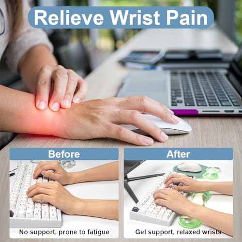 Green Wave Gel Wrist Rest for Keyboard and Mouse - Ergonomic Mouse Pad