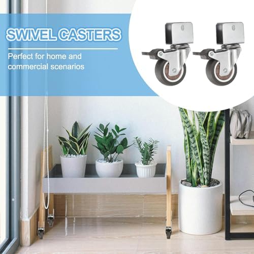 PATIKIL 2 Inch Caster Wheels, 4 Pcs Swivel Casters with Break 0.8" U Bracket Opening 55 Lb Capacity Per Caster for Furniture Office Chairs Carts and Cabinets, Brown