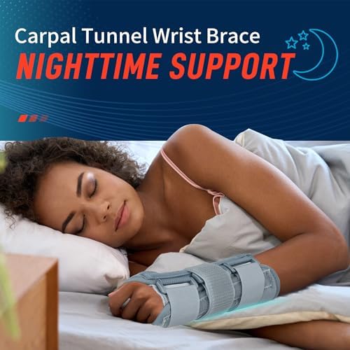 FEATOL Carpal Tunnel Wrist Brace Night Support, Adjustable Left Hand Brace