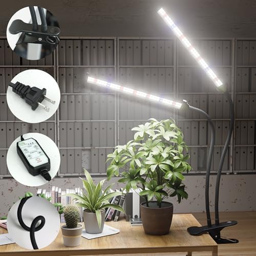 GooingTop LED Grow Light,White Full Spectrum Clip Plant Growing Lamp