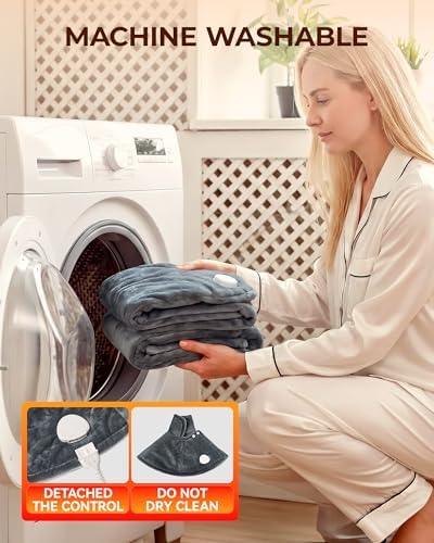 Heating Pad for Neck and Shoulders and Back, Pain Relief Heated Shoulder Wrap with Adjustable Button, 6 Heating Setting and 4 Auto-Off Timer, Gifts for Mom Women Christmas Birthday