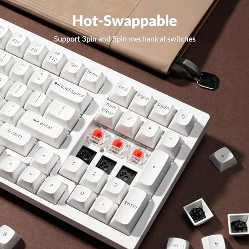 Keychron K4 Pro QMK/VIA Custom Wireless Mechanical Keyboard, Programmable Hot-swappable 100 Keys, RGB Backlight Wired Gaming Keyboard with K Pro Red Switches for Mac/Windows/Linux - White