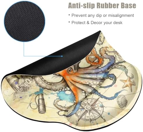 Cute Mouse Pad for Desk with Wrist Rest,Desk Accessories,Octopus