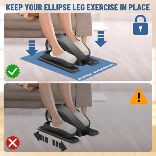 Under Desk Elliptical Mat - Non-Slip Exercise Equipment for Peloton Bike, Small Exercise Mat for Desk Workout Equipment