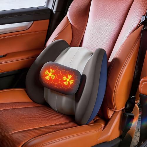 Car Lumbar Support Pillow Back Cushion with Vibration Massage & Heat