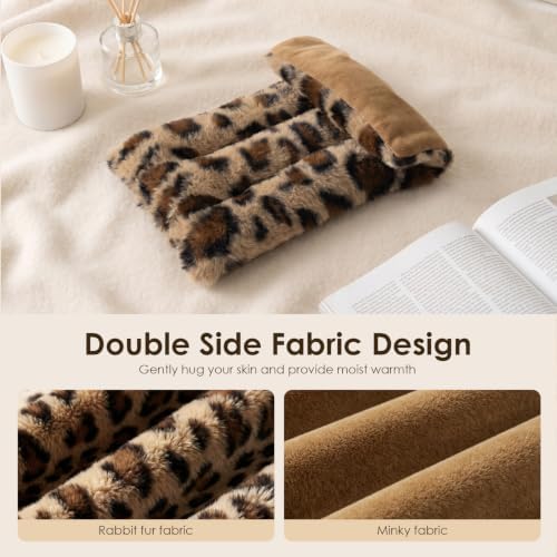Microwave Heating Pad 6 x 12 Small Heating Pad Microwave, Microwave Bean Bag Heating Pad for Neck and Shoulders, Moist Heat Pack Pillow Warm Compress for Knee, Muscles, Joints, Wrist (Leopard Print)
