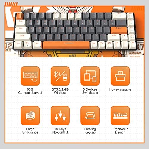 MAGIC-REFINER RK68 Compact 68 Keys Wireless Mechanical Gaming Keyboard