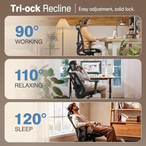 ELABEST Mesh Office Chair,Ergonomic Computer Desk Chair,Sturdy Task Chair- Adjustable Lumbar Support & Armrests,Tilt Function,Comfort Wide Seat,Swivel Home Office Chair (Graphite)