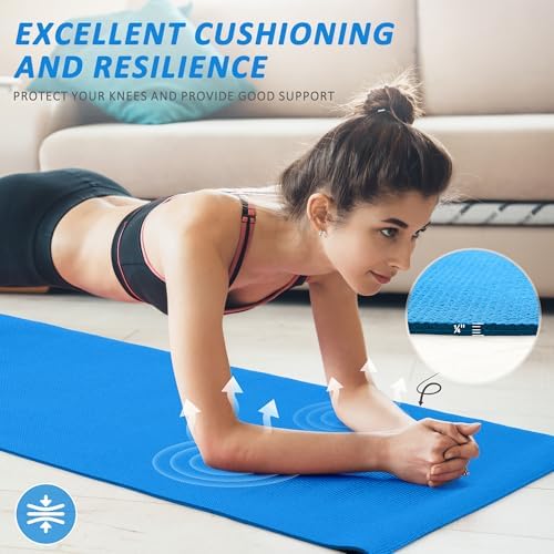 Fitvids All Purpose Thick High Density No Tear Exercise Yoga Mat with Strap & Lightweight Features for Indoor & Outdoor Use