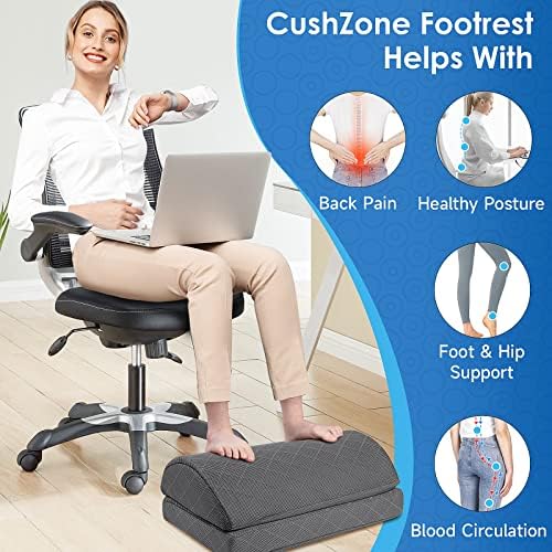 CushZone Foot Rest,Desk & Gaming Accessories,Foot Rest for Under Desk at Work,Comfortable Footrest with 2 Adjustable Heights & Removable Cover, Office Desk Accessories（Gray） (Pack of 2)