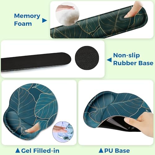 Mouse Pad and Keyboard Wrist Rest Support,Ergonomic Mouse Pad Set