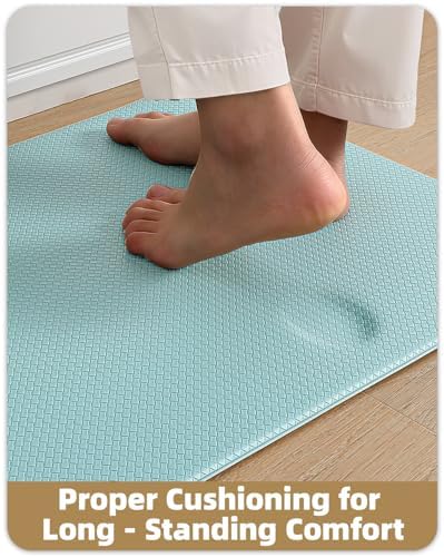 Color&Geometry Kitchen Mat for Floor 17x29+17x59 Anti Fatigue 2PCs, Teal