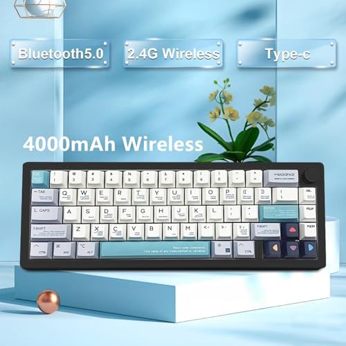 BOYI GMK67Pro Keyboard Barebones Kit,QMK/VIA Programmable BT5.0/2.4G/Type-C Tri-Mode Wireless RGB Gasket Mounted 65% Mini Custom RGB Mechanical Keyboard with Knob DIY Kit(Black)