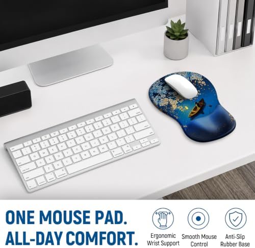 Ergonomic Mouse Pad with Wrist Rest, Gel Wrist Support, MoonRide