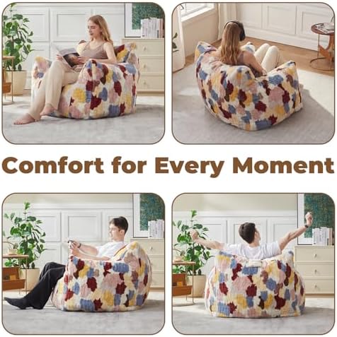 Achicsofar Bean Bag Chair for Adults Teens, Giant Faux Fur Beanbag Armchair