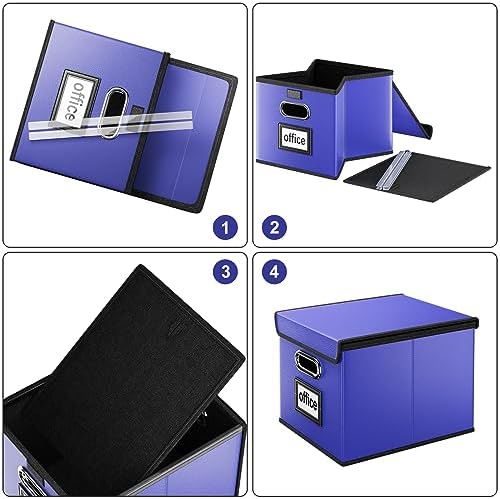 File Organizer Box with Lids, Collapsible File Folder Organizer