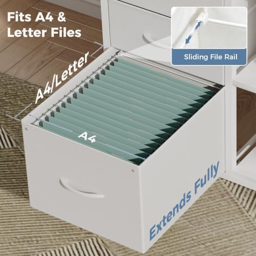 OLIXIS Mobile File Cabinet with 3 Drawers, Rolling Under Desk Storage