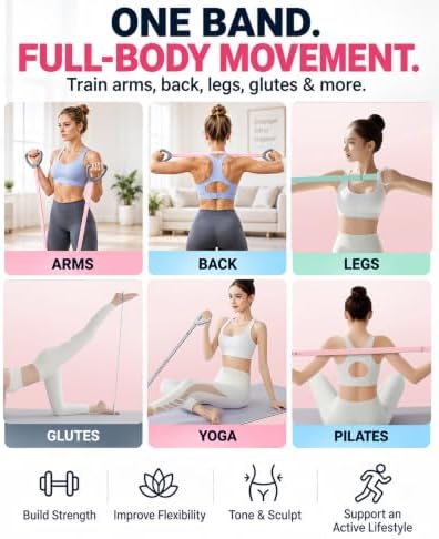 Adjustable Resistance Band with Handles, 10LB-25LB, 4 Resistance Levels