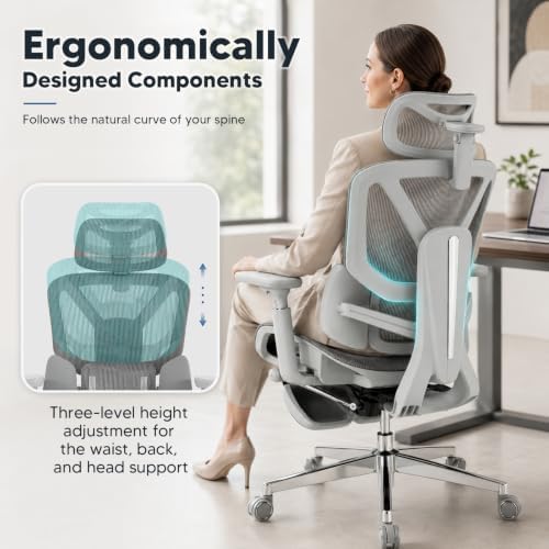 Office Chair Ergonomic with Dynamic Adjustable Lumbar Support