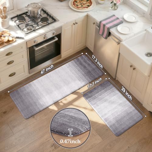 KIMODE Anti Fatigue Kitchen Mats for Floor,Gradient Grey Purple Kitchen Rug
