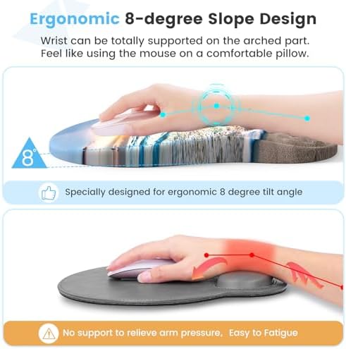 HAOCOO Ergonomic Mouse Pad & Keyboard Wrist Rest Set, Beach