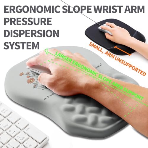 Ergonomic Slope Mouse Pad Wrist Support, Wrist Rest Mousepad for Carpal Tunnel Pain Relief with Massage Bulge and Slow Rebound Memory Foam (12x8 inch, Sweet Friendship)