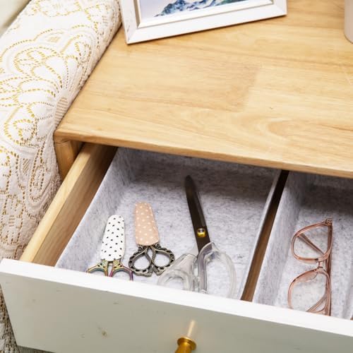 Felt Desk Drawer Organizer, 8pcs Shallow Storage Trays Bins, Office Accessories Box Inserts College Jewelry & Makeup Boxes Containers(Grey)
