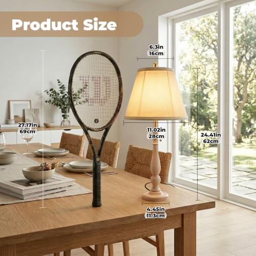 LALISU Farmhouse Table Lamps Rustic Bedroom Lamps 24.41" Wood Bedside Lamp