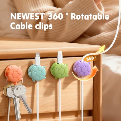 Rotatable Cable Clips, 8 Pack Cord Holder for Nightstand Multicolor