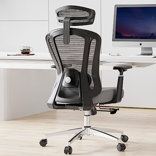 High Back Mesh Office Desk Chair, Adjustable Lumbar & Headrest, 350lb