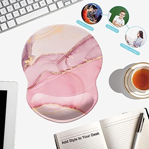 Mouse Pad with Wrist Support, Non Slip Mousepad Wrist Rest for Office, Computer, Laptop & Mac-Comfortable & Lightweight Ergonomic Support Mouse Mat(Pretty Marble-E)