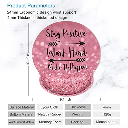 ITNRSIIET Ergonomic Mouse Pad with Wrist Support Wrist Rest Smooth Surface Non-Slip Rubber Base Comfortable Office Supplies Pain Relief, 9.8 x 9.1 inches, Pretty Inspirational Quotes