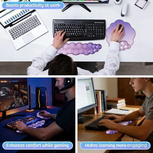 2 in 1 Gel Cloud Wrist Rest Set for Keyboard and Mouse - Office Accessories
