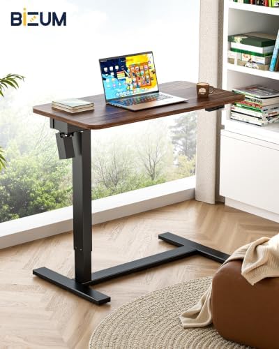 BIZUM Small Electric Standing Desk Bedside Table 31.5 x 15.8 Inch, Walnut