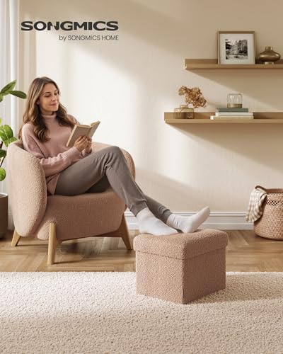 SONGMICS Small Folding Storage Ottoman, 12.2 x 16.1 x 12.2 Inches