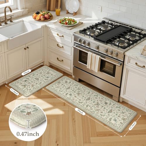 LEEVAN Anti Fatigue Kitchen Mats for Floor, Cushioned Kitchen Mat Set 2PCS