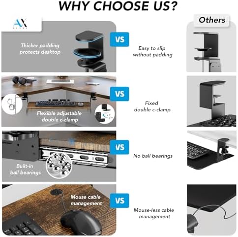 Keyboard Tray Under Desk Pull Out with Extra Sturdy C Clamp Mount System