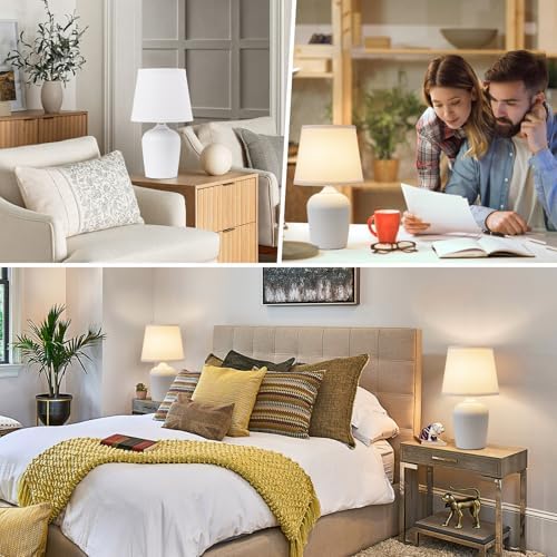 16’’ Table Lamps Set of 2 for Bedroom, Bedside Nightstand Lamp White