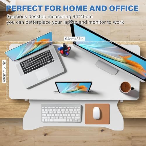37" Height Adjustable Standing Desk Converter, Stand up Desk Riser