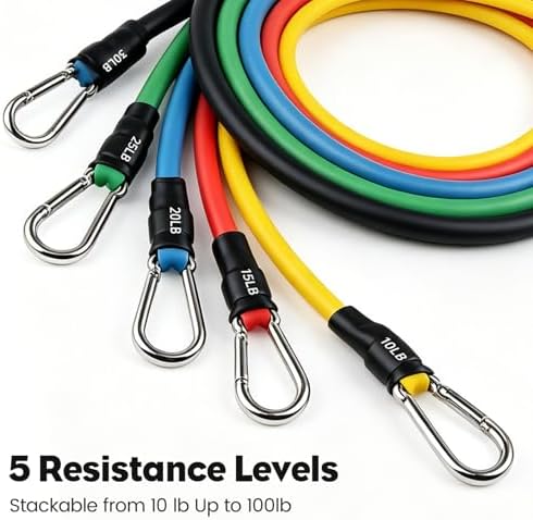 Resistance Bands Set, Himaly Exercise Bands Strength Training Fitness Bands Workout Elastic Bands with Legs Ankle Straps, Door Anchor, Handles & Carry Bag for Home Outdoor Workouts