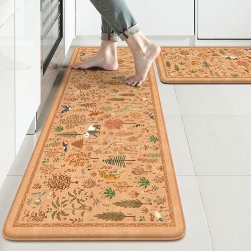 KIMODE Kitchen Floor Mats for Floor Cushioned Anti Fatigue,Rugs Sets of 2