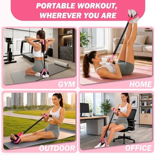 Pedal Resistance Band with Handles, 6-Tubes Natural Rubber Exercise Band