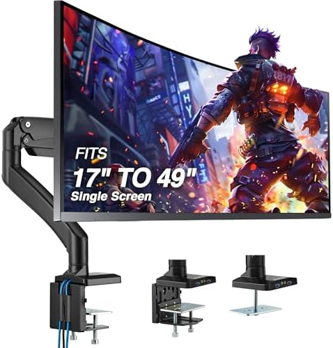 AVLT Single 17"-49" Super Ultrawide Monitor Arm Desk Mount Black