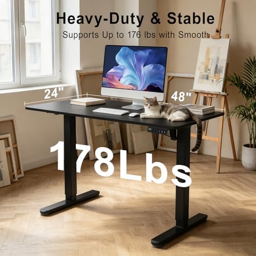 Electric Height Adjustable Desk for Home Office, 48 inches, Black